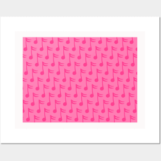 Pink Musical Notes Pattern Posters and Art